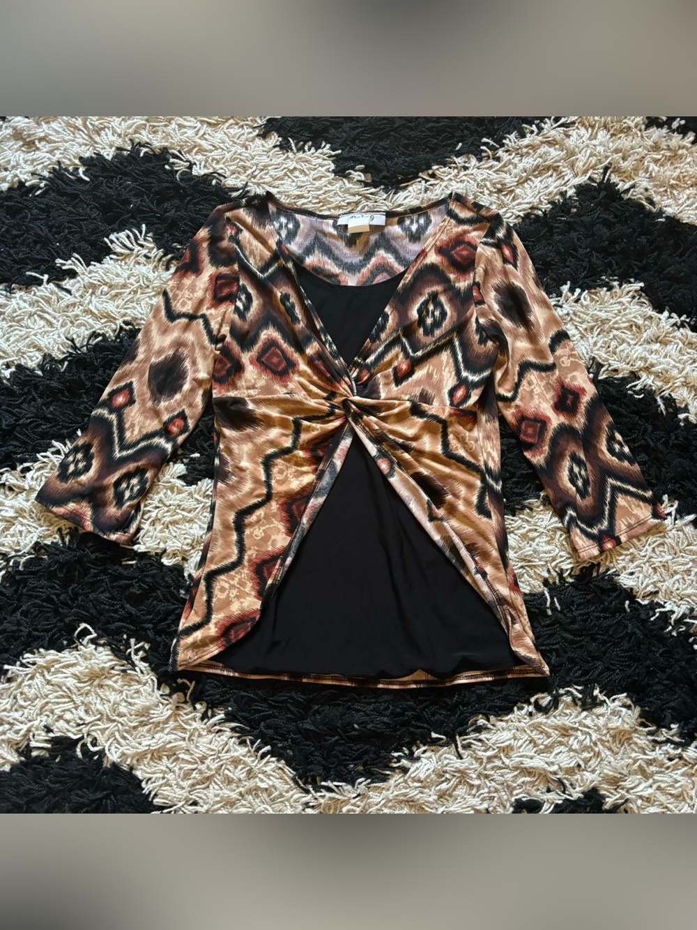 Only 9 Vintage 90’s Boho Layered Half Sleeve Twist Front Blouse Women’s Medium